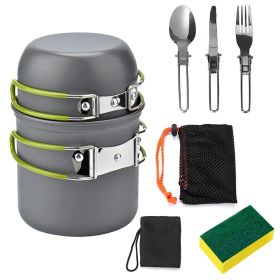 c8Pcs Camping Cooking Ware Set Camping Stove Cookware Set Aluminum Pot Foldable Knife Fork Spoon Set for Hiking Picnic Outdoor